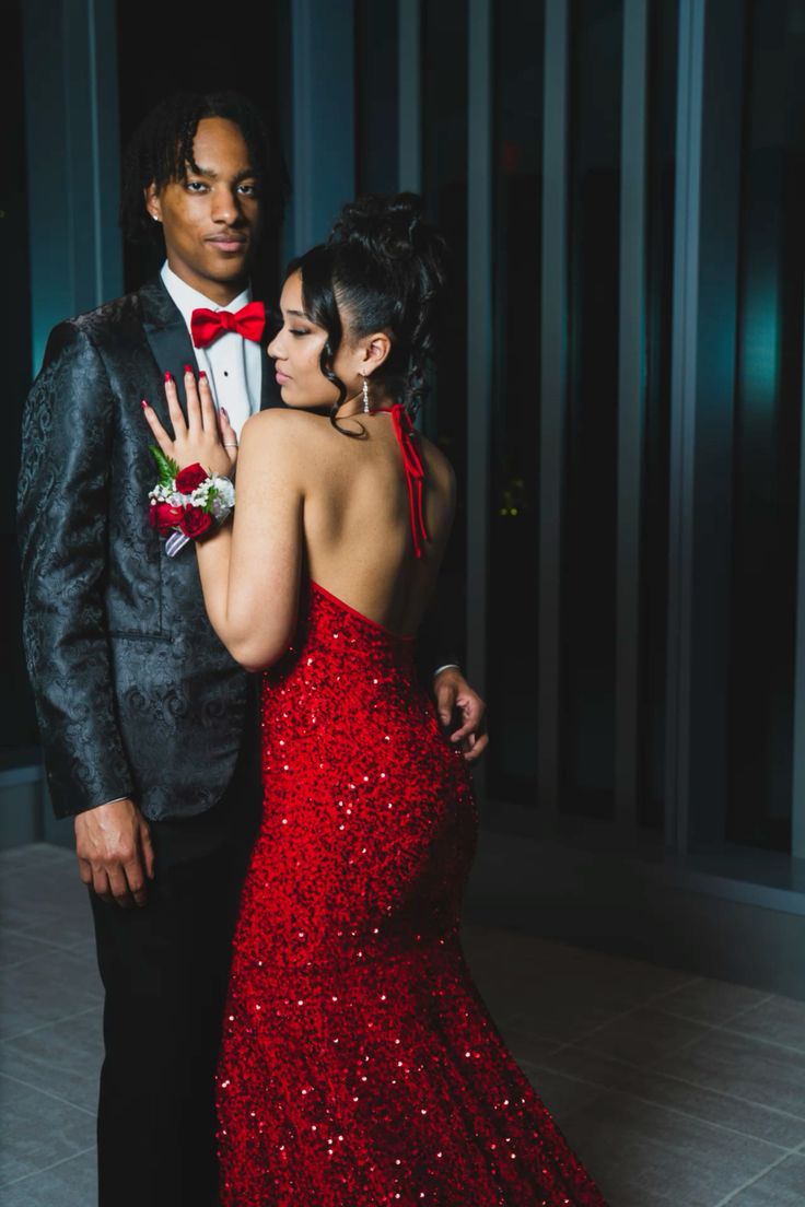 Deep V Neck 2025 Red Iridescent Sequin Prom Dress Open Back Mermaid - MyChicDress