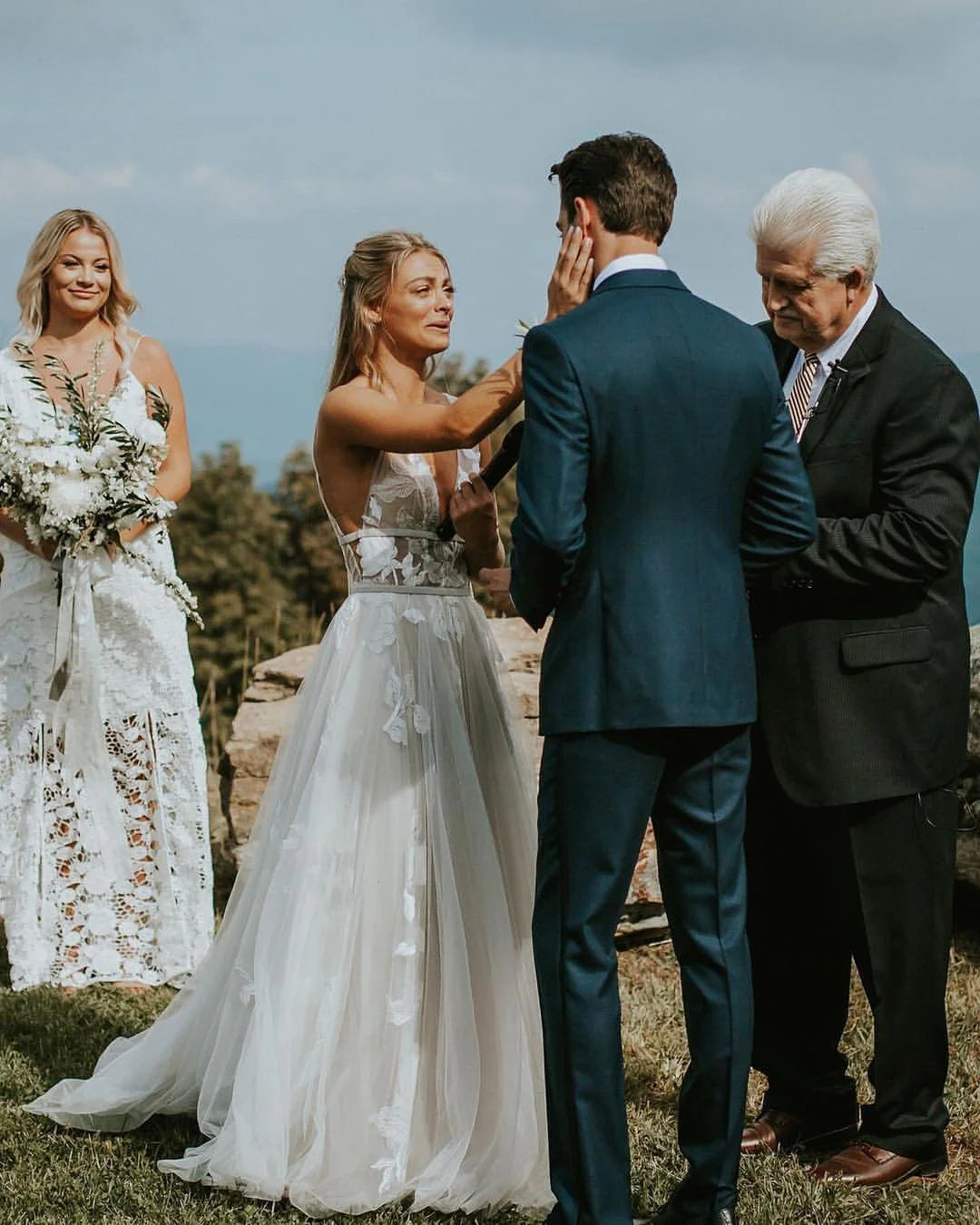 Elegant Lace Applique A Line Real Wedding Gowns V Neck Sleeveless - MyChicDress