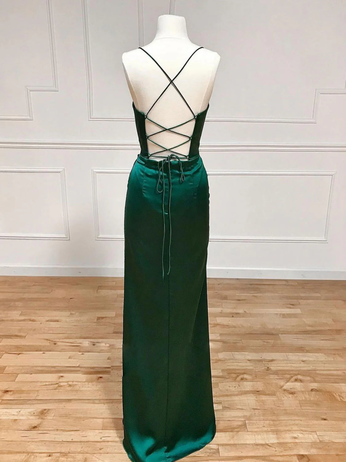 Floor Length Green Mermaid Formal Wedding Guest Dress With Slit