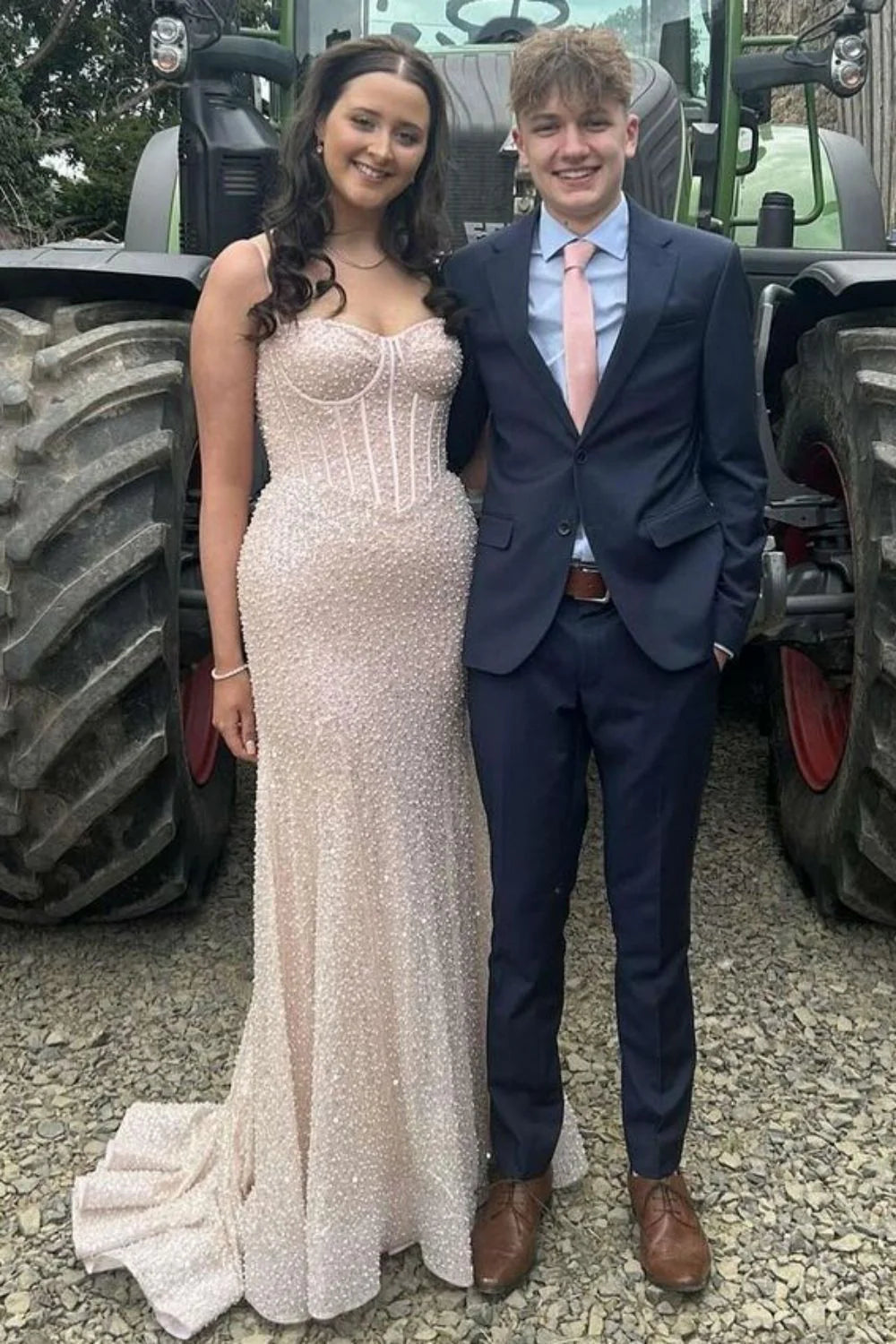 Glitter Blue Prom Formal Dress Long Mermaid Spaghetti Straps