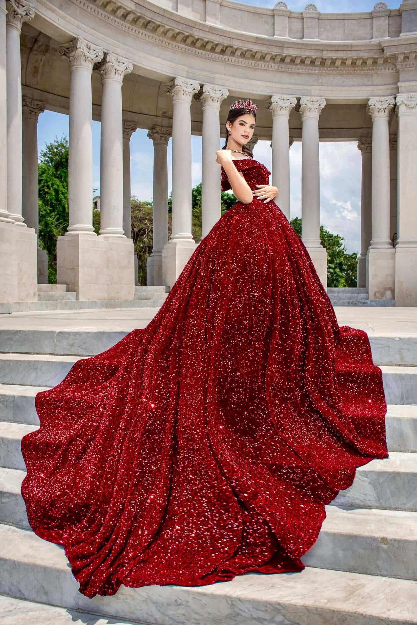 Glitter Sequin Quinceanera Dress Royal Blue Ball Gown for Sweet 15