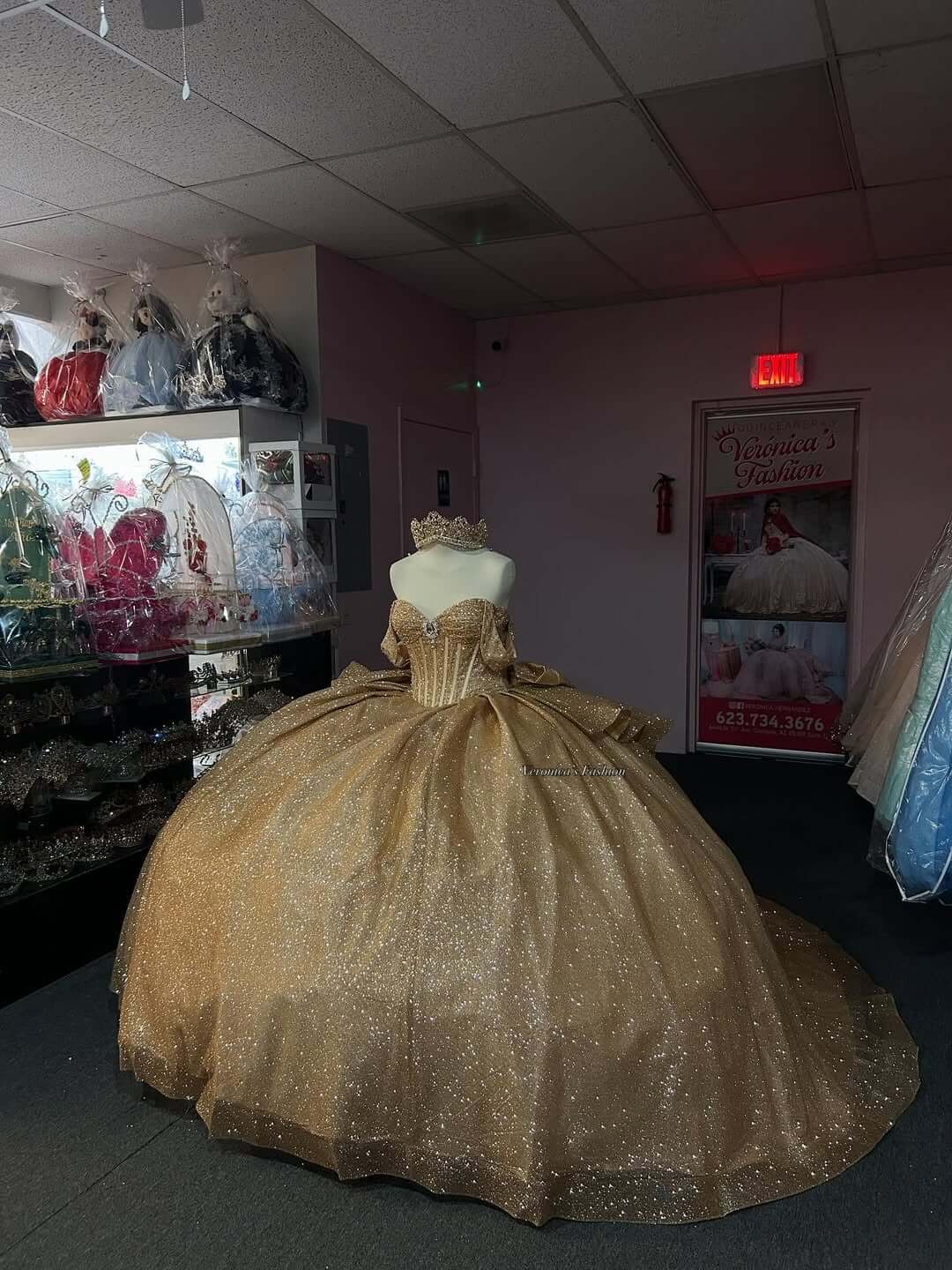Glitter Birthday 15 Gold Quinceanera Dresses for Girls