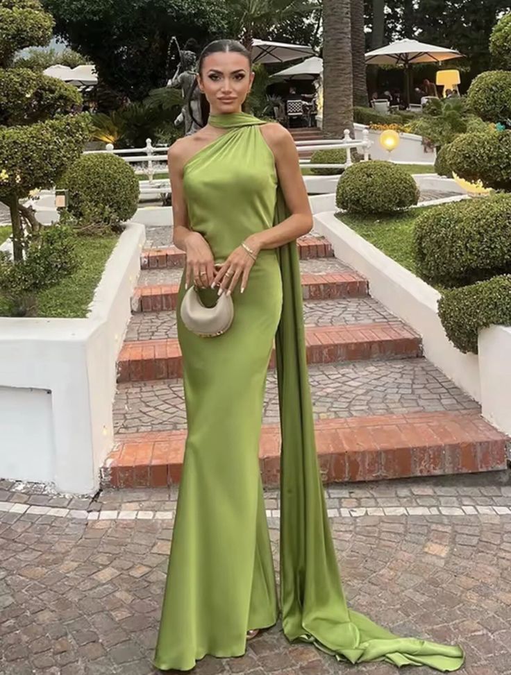 green-satin-black-tie-wedding-guest-dress-halter-maxi-dress-mychicdress