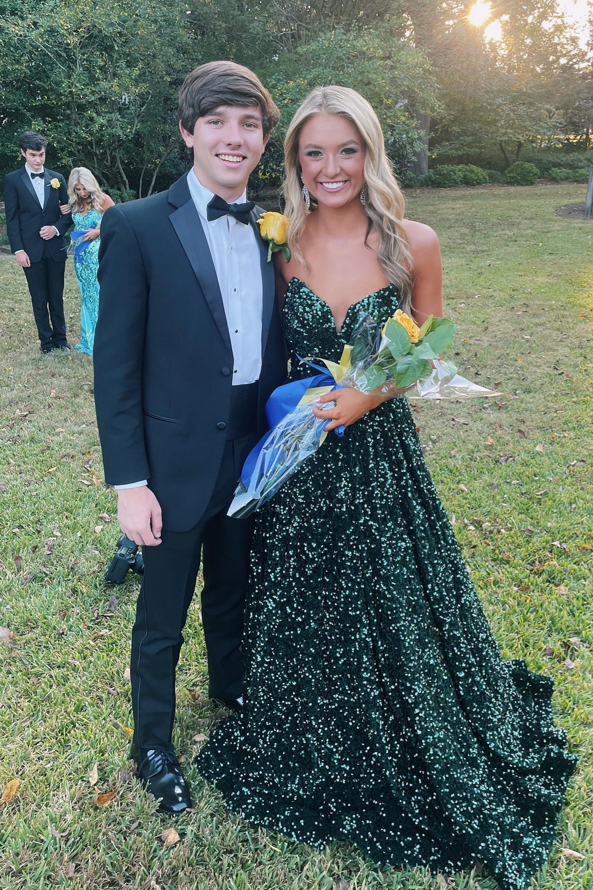 White Iridescent Sequin Prom Dresses Strapless Mermaid UK - MyChicDress