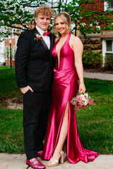 Halter UK Evening Dress Green Ruched Mermaid with Slit