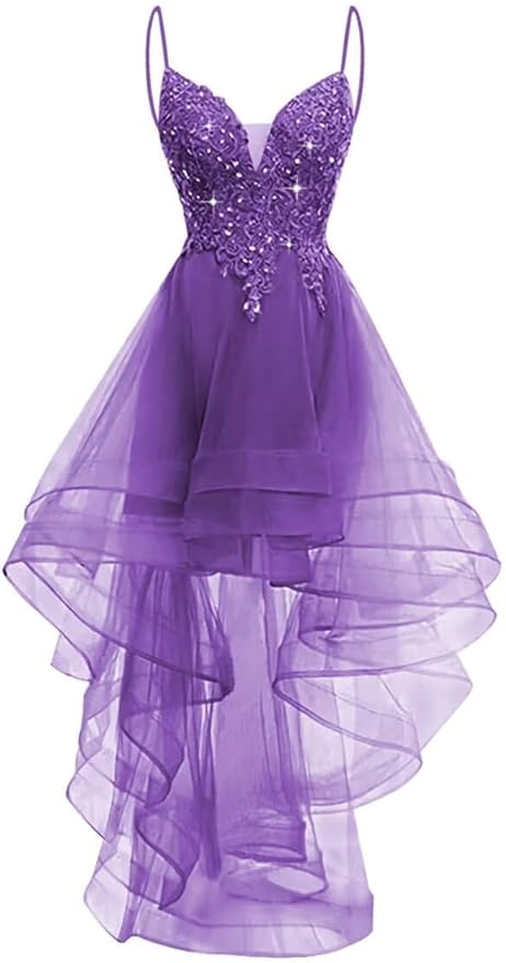 High Low purple Homecoming Dresses for Teens Short Glitter Quinceanera Dress Mychicdress