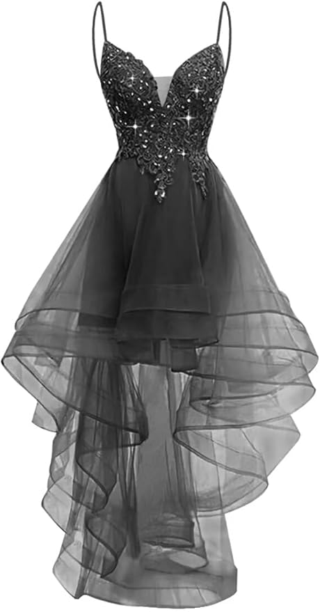 High Low black Homecoming Dresses for Teens Short Glitter Quinceanera Dress Mychicdress