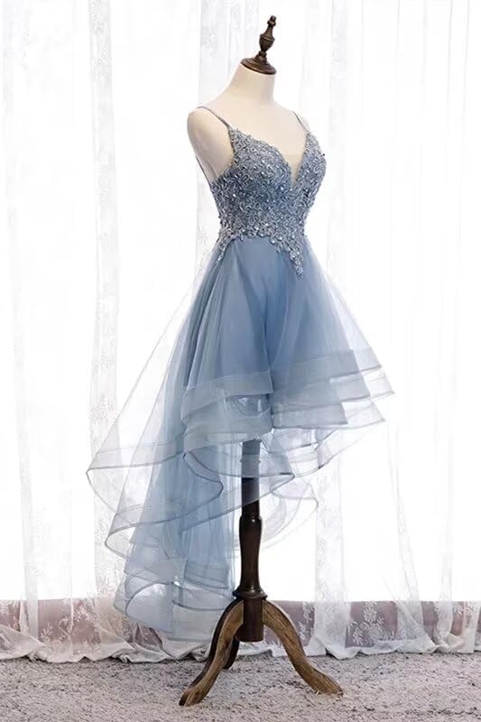 hi low blue Homecoming Dresses for Teens Short Glitter Quinceanera Dress Mychicdress
