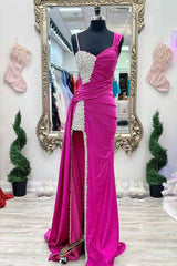 Hot Fuchsia Beaded Prom Dresses 2024 Long Sweetheart Formal Evening dress MyChicDress