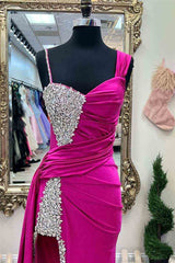 Hot Fuchsia Beaded Prom Dresses 2024 Long Sweetheart Formal Evening dress MyChicDress