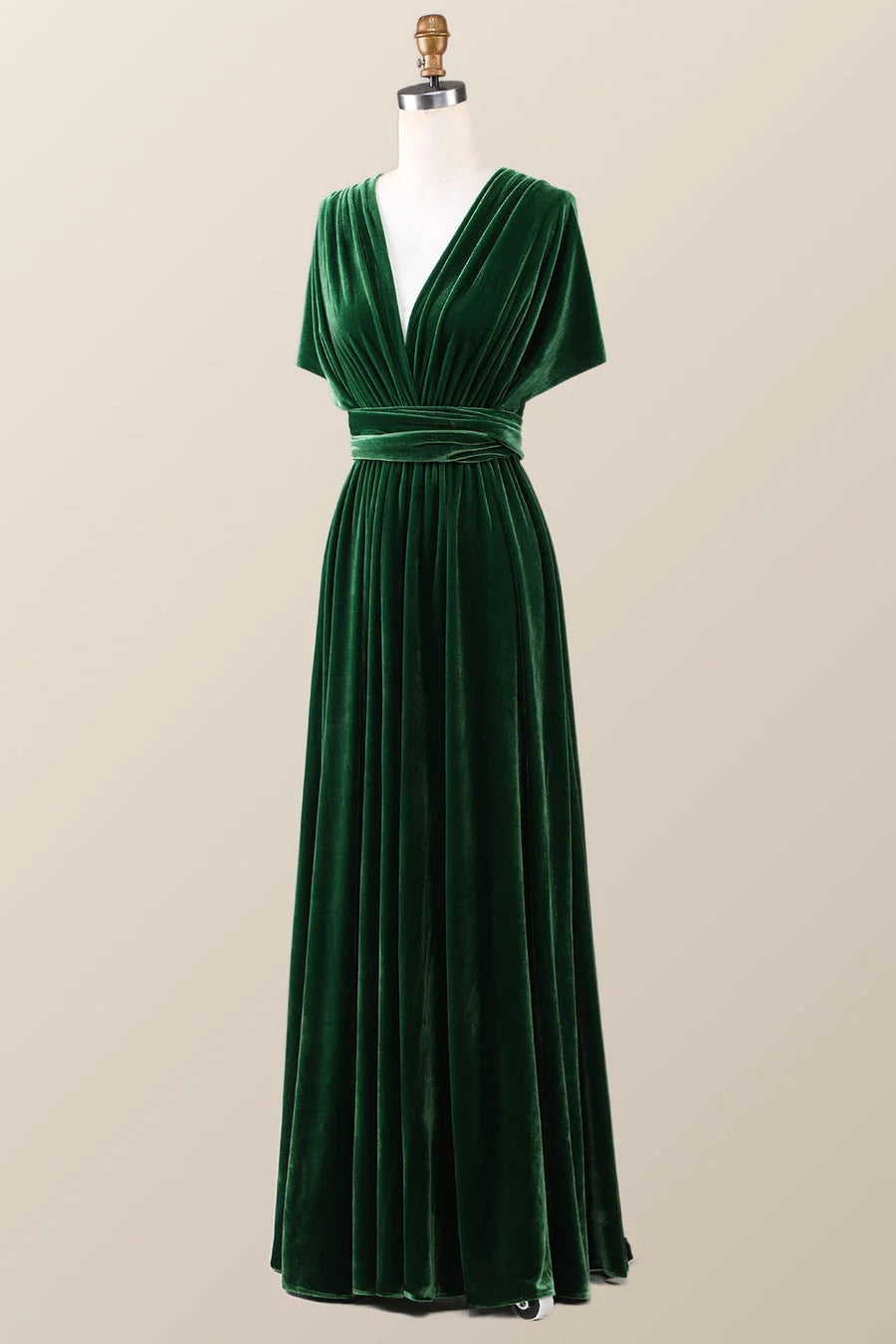 Infinity Dark Green Velvet Bridesmaid Dress Long Winter Formal Dress MyChicDress