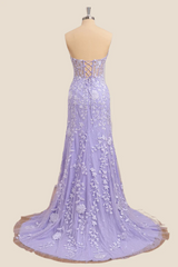 Vestido Formal Sereia Corset Lavanda Renda Longa