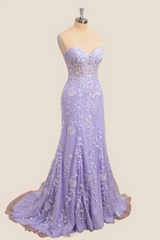 Mermaid Corset Lavender Formal Dress Lace Long