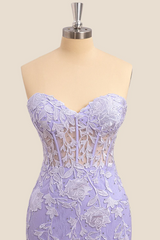 Mermaid Corset Lavender Formal Dress Lace Long