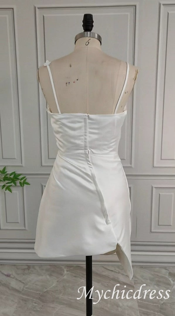 Mermaid Mini Short Wedding Dress Spaghetti Straps with Appliques - MyChicDress