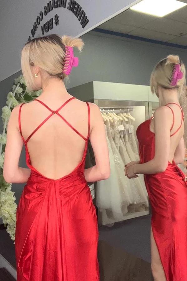  Mermaid Corset Wedding Guest Dress red Prom Dress With Slit