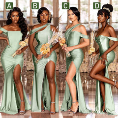 Mismatched Mermaid Cheap Sage Bridesmaid Dresses UK Long Wedding Party Dress MyChicDress