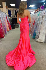 New Prom Dress hot
pink Satin Strapless  Mychicdress