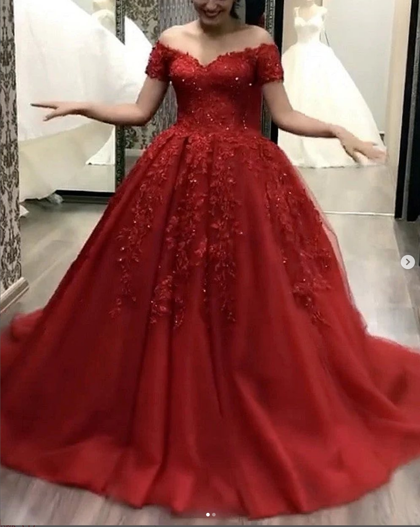 Off the Shoulder Red Wedding Dresses Ball Gown Lace Quinceanera Dresses MyChicDress