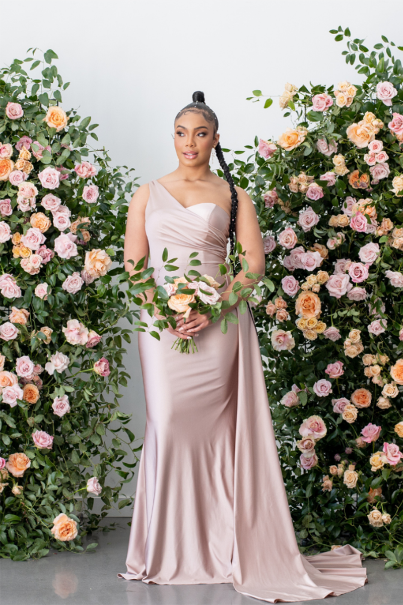 One Shoulder Plus Size Orange Wedding Guest Dress Satin Mermaid - MyChicDress