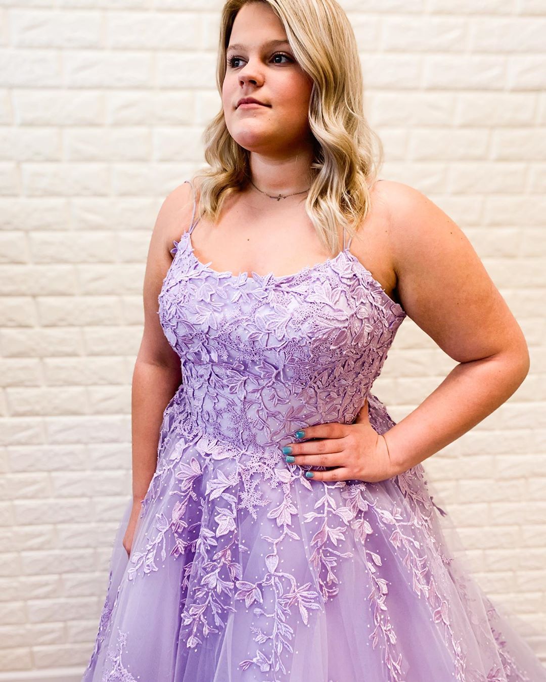 Plus Size Purple Lace Prom Dresses A Line Evening Gowns MyChicDress