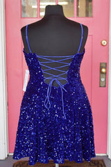 Plus Size Royal Blue Homecoming Dress A-Line Short Hoco Dress MyChicDress