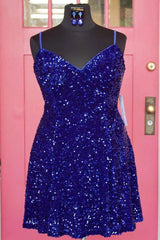 2024 Plus Size Royal Blue Homecoming Dress A-Line Short Hoco Dress