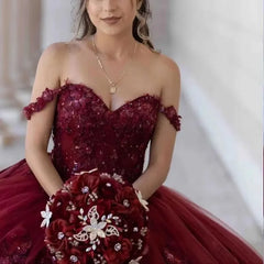 Princess Lace Dark Burgundy Quince Dresses Beading Sweetheart