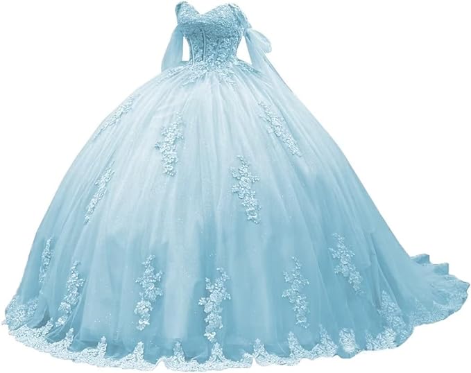 Princess Quinceanera Dresses light blue Lace 2025 Sweet 16 Birthday Party Dress