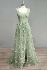 Princess Sage Green Prom Dresses A Line 3D Butterflies for Women 2024