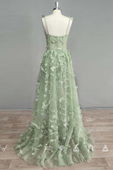 Princess Sage Green Prom Dresses A Line 3D Butterflies for Women 2024