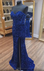 Cheap Sequins Long roayl blue Evening Dress UK Mychicdress