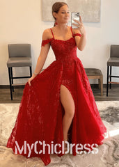 2025 Barato Vermelho Lantejoulas Renda Vestidos de Baile Corset Top Off The Shoulder Vestido Formal