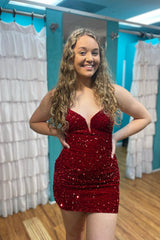 Sexy rosa curto hoco vestidos apertados sereia vestido de coquetel de lantejoulas