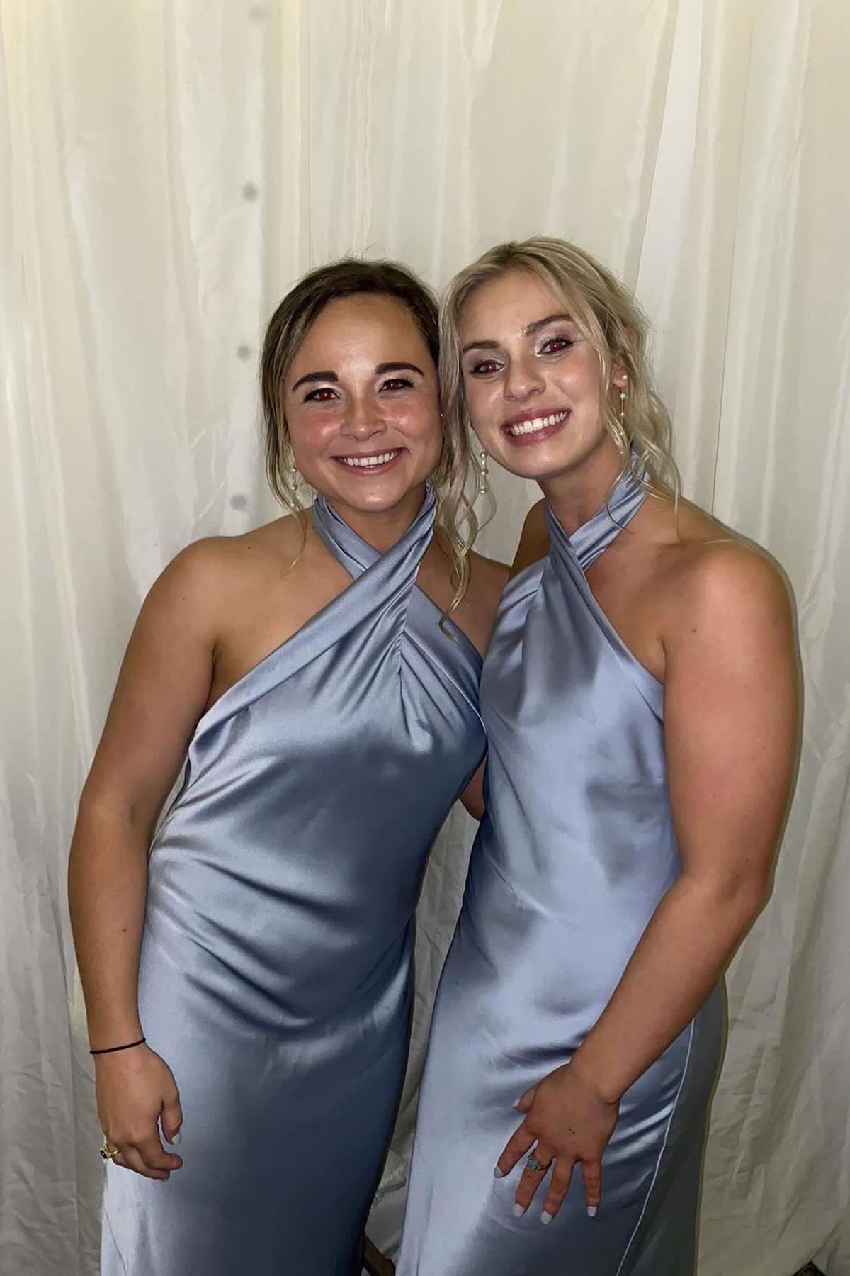 Sheath Halter Champagne Wedding Party Dress Long