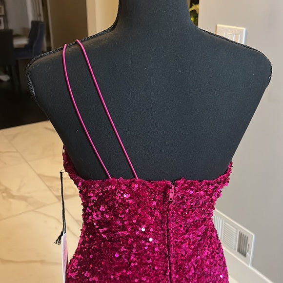 Short Sequin Magenta Homecoming dress 2025 One Shoulder - MyChicDress