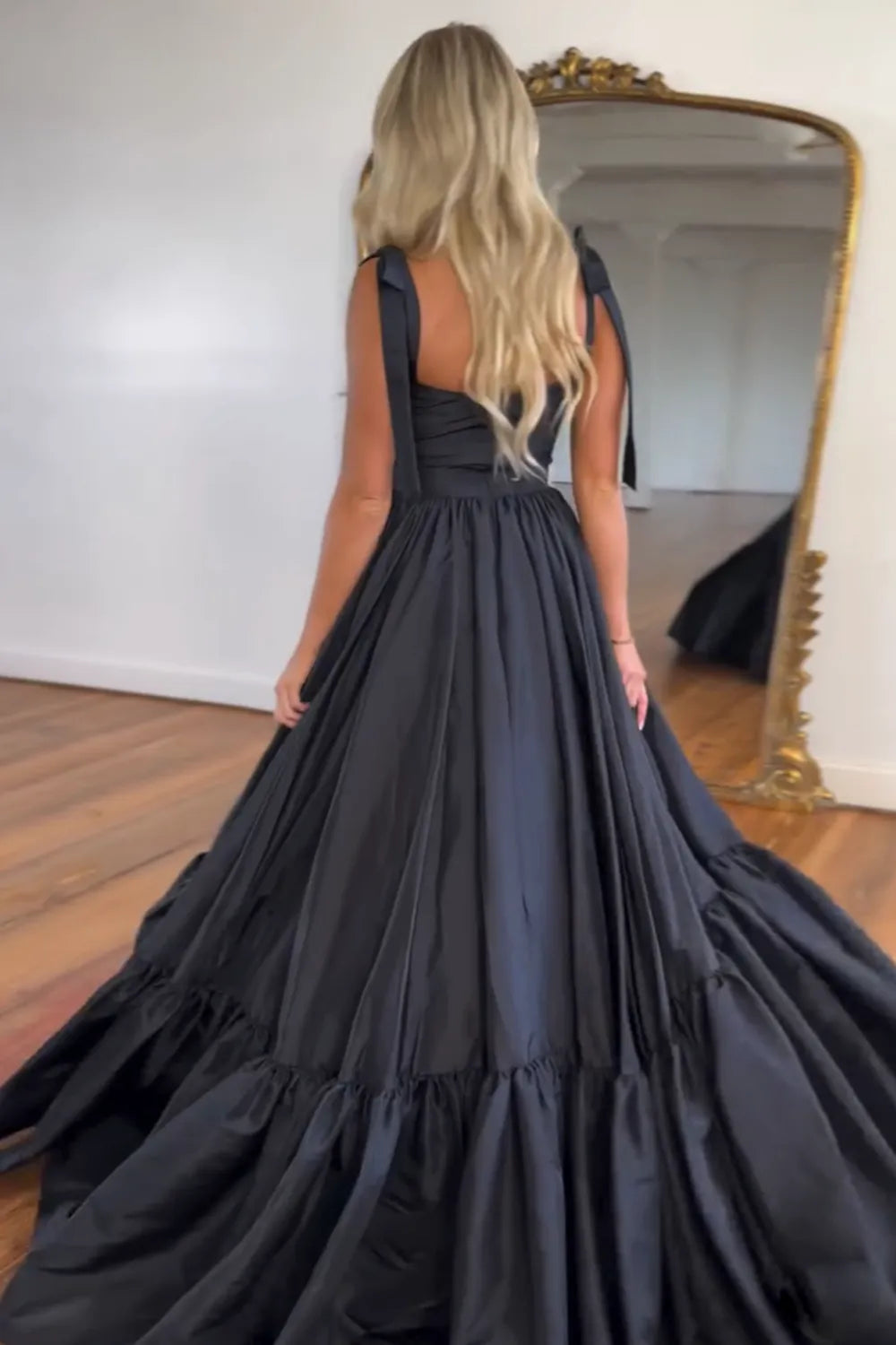 Vestido de convidado de casamento de cetim preto simples querida vestidos formais longos