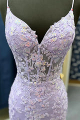 Spaghetti Straps Mermaid Lace Prom Dresses Sage Green Appliques - MyChicDress