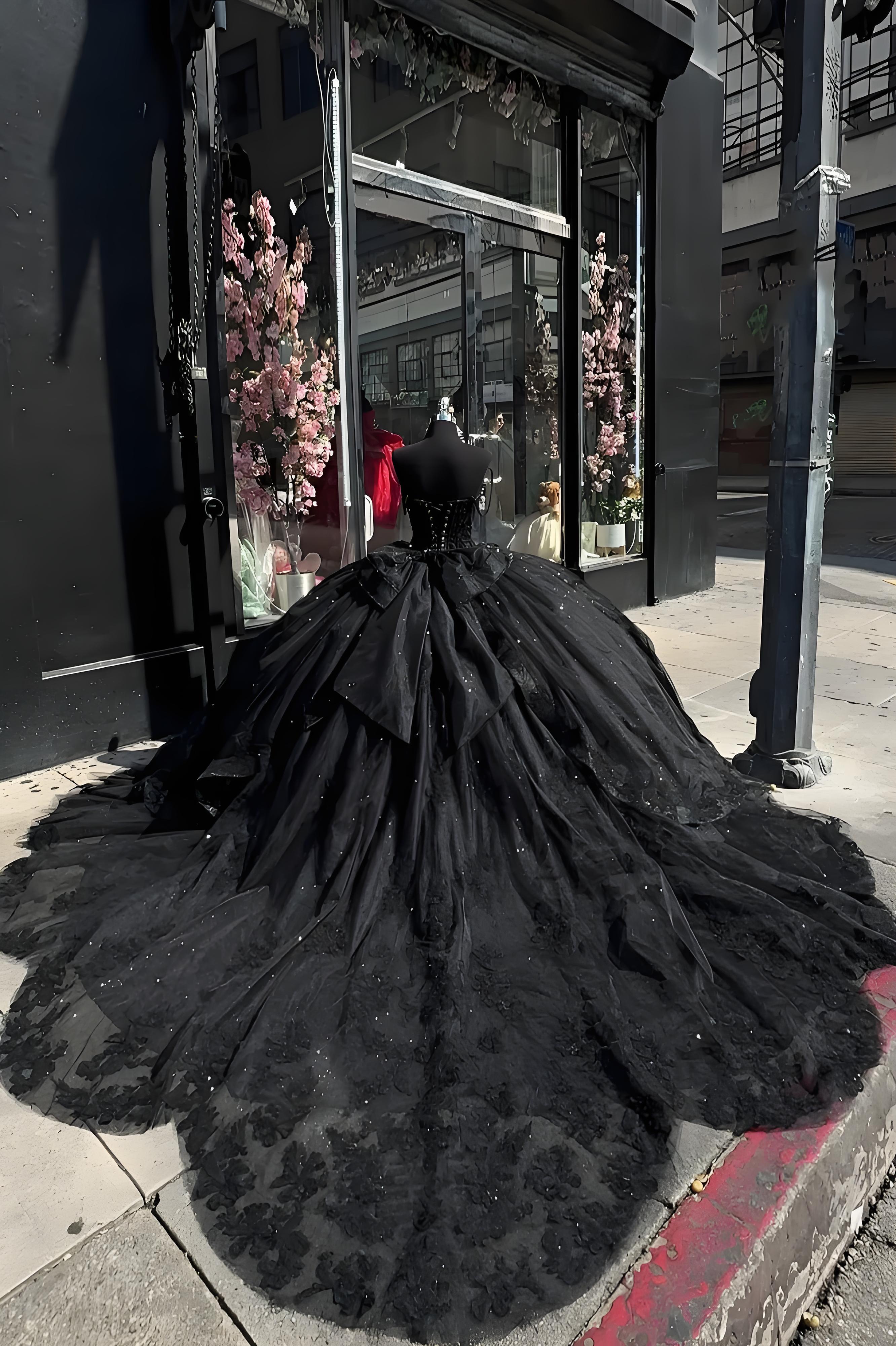 Sparkly Black Quinceanera Dress Sequins Ball Gown for Sweet 16