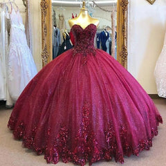 Sparkly Burgundy Sweet 16 Quinceanera Dresses Ball Gowns