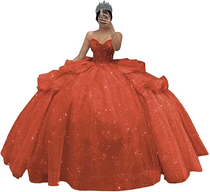 Tiered Corset orange Quinceanera Dresses Off Shoulder Lace-Up Mychicdress