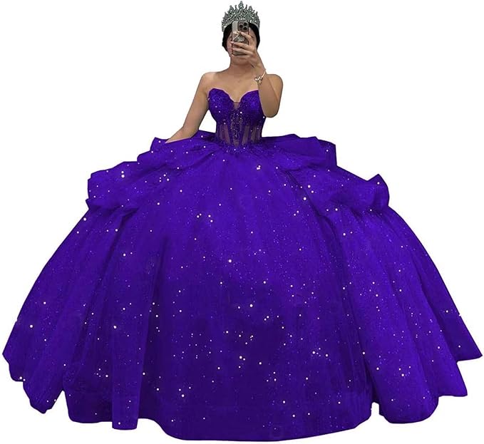 Tiered Corset purple Quinceanera Dresses Off Shoulder Lace-Up Mychicdress