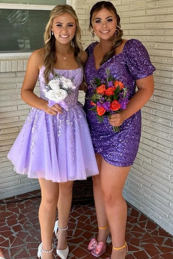 UK Short Lace Homecoming Dress Pink Prom Dress 2025 Strapless - MyChicDress