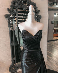 Uk Black Satin Wedding Guest Dress Mermaid Long Prom Dresses Sweetheart