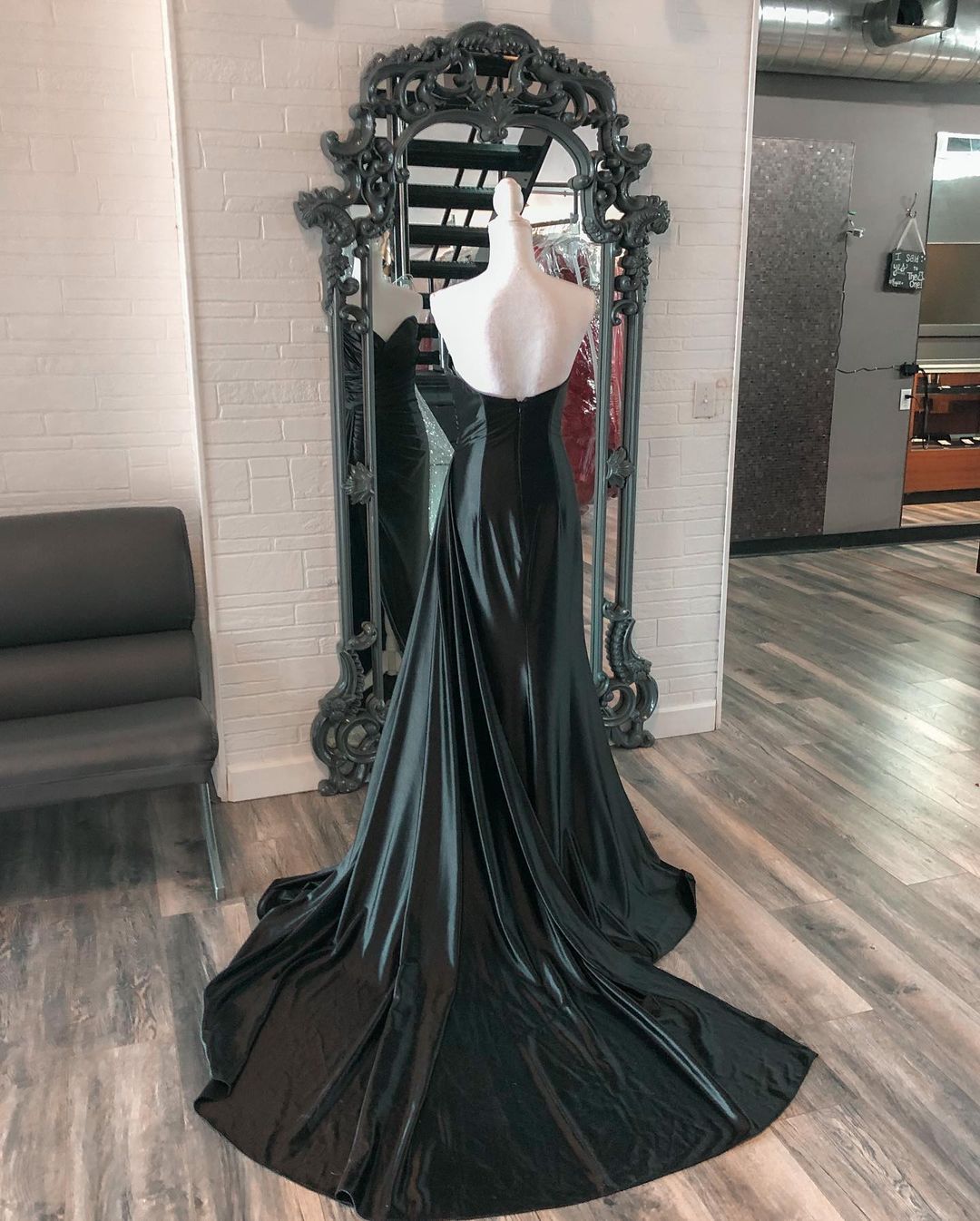 Uk Black Satin Wedding Guest Dress Mermaid Long Prom Dresses Sweetheart - MyChicDress