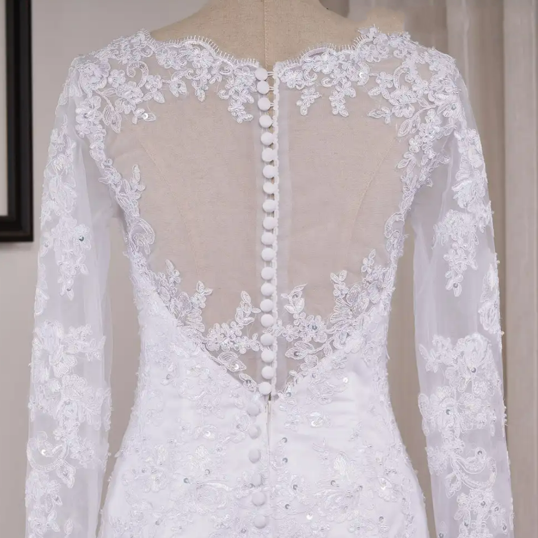 Vintage Africa Mermaid Long Sleeve Wedding Dresses Lace Beading - MyChicDress