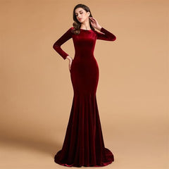 Winter Velvet Maternity Dress Long Baby Shower Dress Pregnancy Photoshoot Dress - MyChicDress