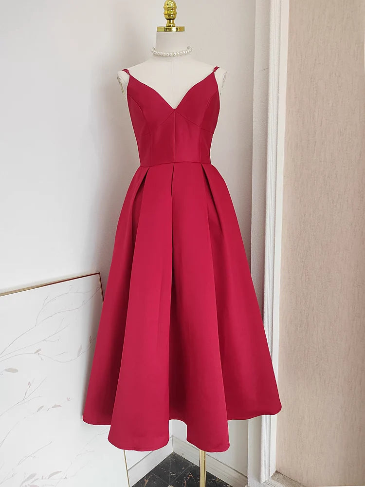 A line Little red Guest Dress for Wedding Women Birthday Dresses Mychicdress