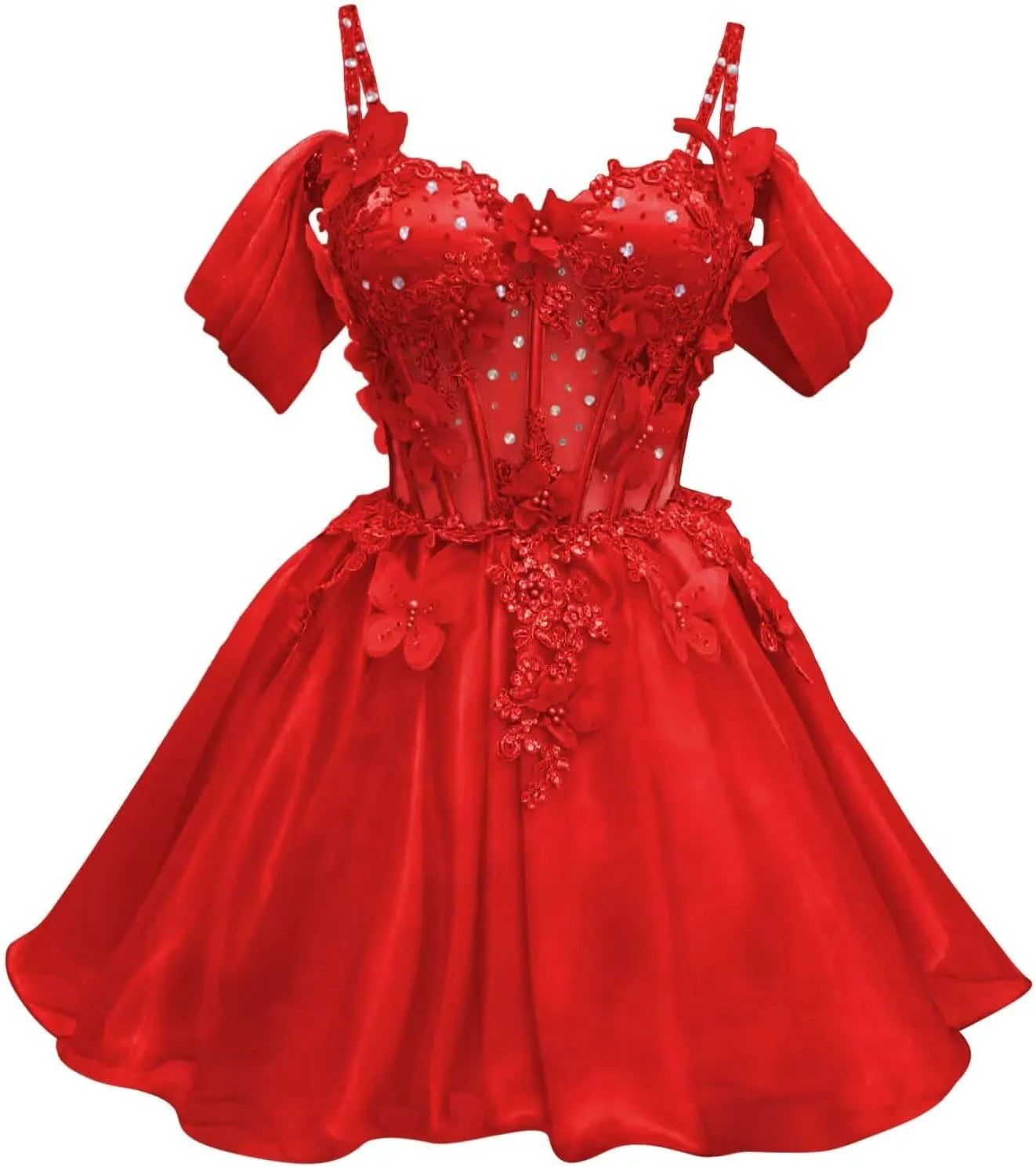 A Line Mini Homecoming Dresses 3D Butterfly Short DAMA Dresses for Quince