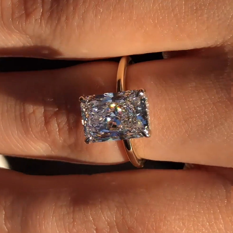 Affordable Emerald Cut Engagement Ring Sona Simulated Diamond Mychicdress